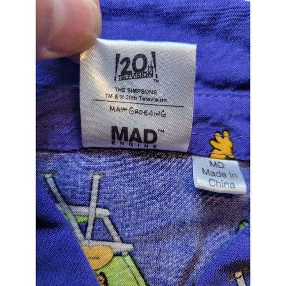 The Simpsons Bart & Milhouse Surfing Hawaiian Rayon Button Up Shirt Adult Medium - Picture 3 of 7